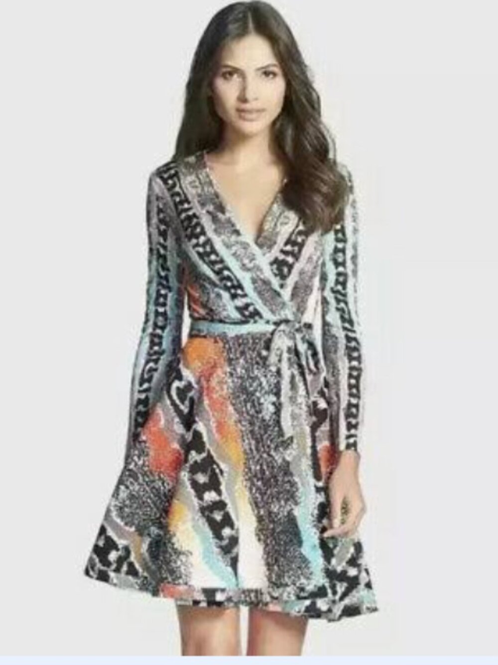 Diane Von Furstenberg Amelia Desert Python Camo Wrap Dress Sz 10
